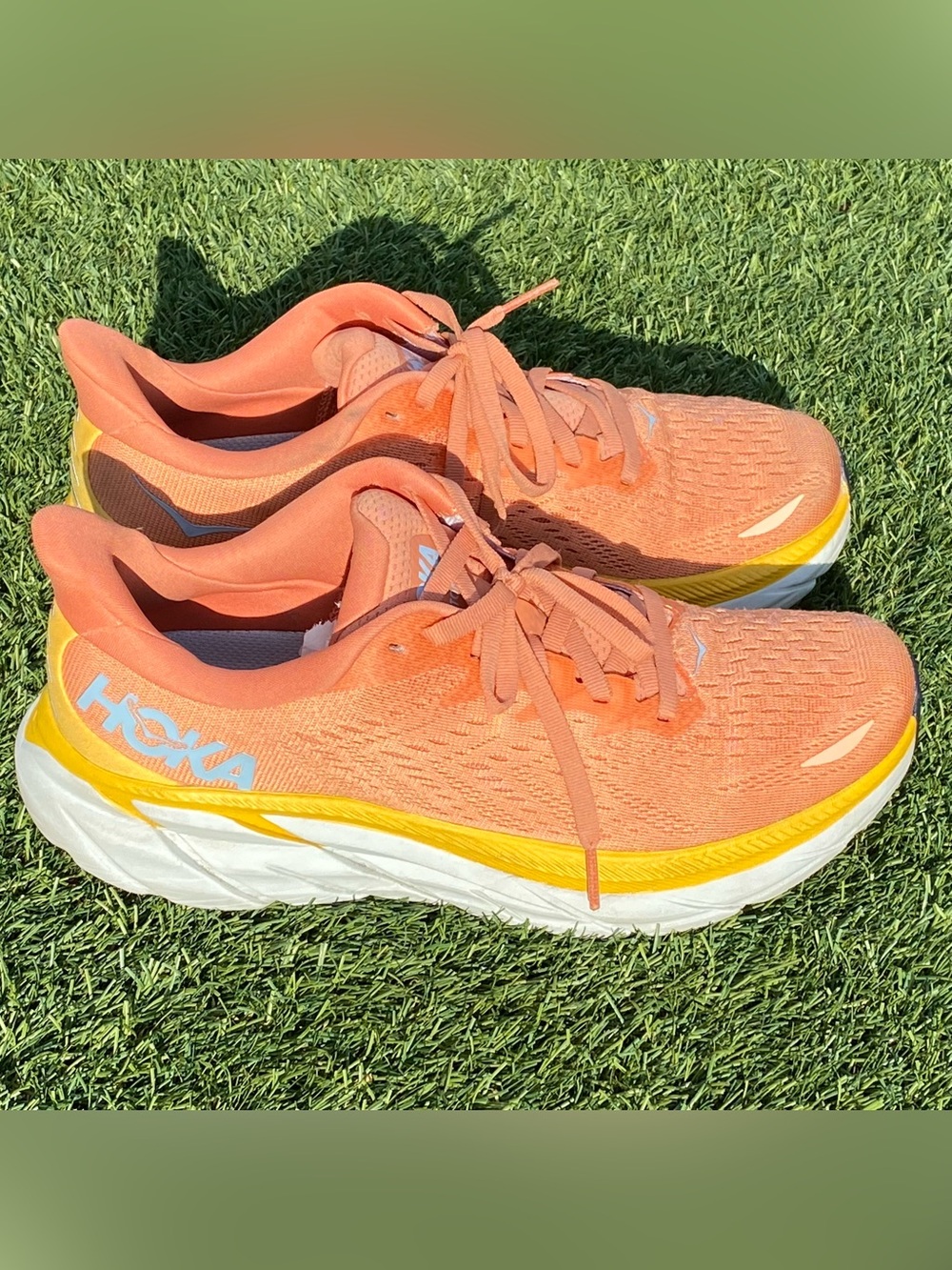 Hoka One One Clifton 8 Women 8B Sun Baked Shell Coral Running Shoes Sneakers